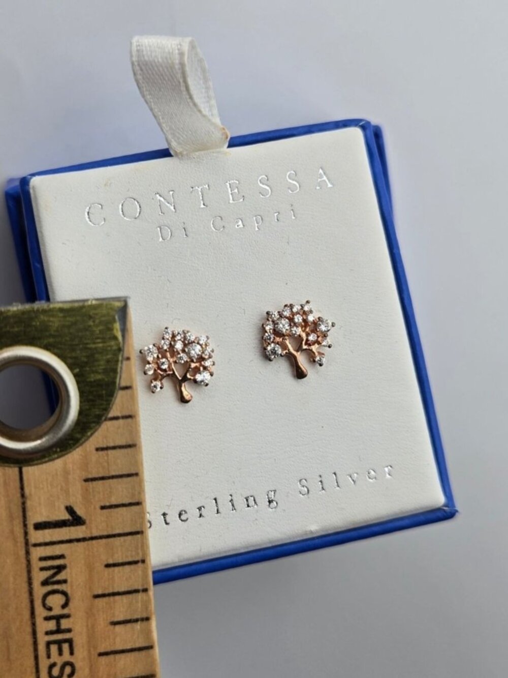 New In Box Contessa Di Capri Tree Of Life Sterling Silver Crystal Stud Earrings - Picture 6 of 9